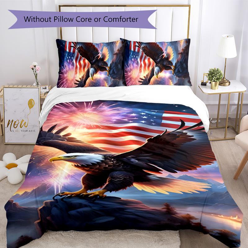 Eagle 3pcs Bedding Set Duvet Cover Closure Includes 1 Duvet Cover & 2 Pillowcases for All Seasons Bedroom Home Dorm Decor