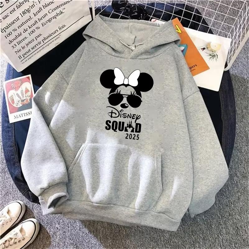 Ladies' Disney Vacation Family Sweatshirt 2025 Hooded Print Fashionable Travel Sweatshirt Autumn Pullover Casual Sweatshirt