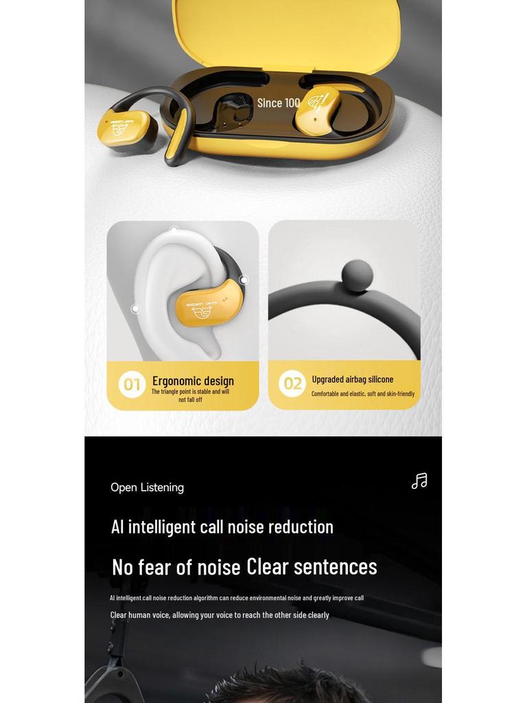 Bone Conduction Sports Ear-Hook Earbuds: High Sound Quality, Ultra-Long Battery, Universal for Phones