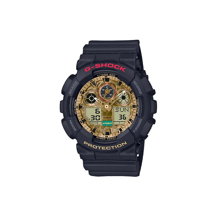 CASIO Men Liquid Crystal/Analog Dual Display Series Gold Watch GA-100TMN-1A GA-100TMN-1A Black/Gold Dial
