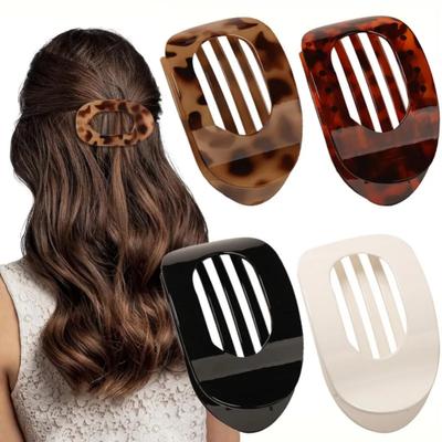 Fashion Oval Hair Claw Clip for Women New Design Leopard Curved Flat Styling Barrette Acrylic Geometric Hairgrip Accessories
