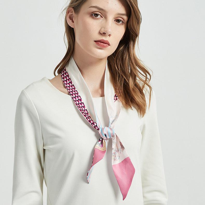 Lenço Skinny 100% Seda de Amora 6*125cm para Mulheres, Lenço Longo de Fita em Sarja de Seda, Lenço Fino para Pescoço e Laço de Cabelo, Cinto Versátil de Primavera Verão e Charme para Bolsa