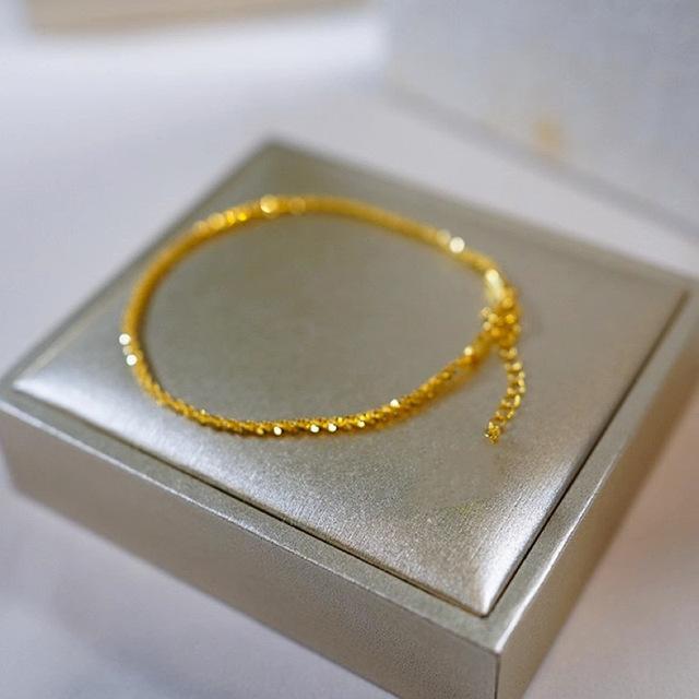 S925 Sterling Silver Double Layers Jednoduchý náramek pro ženy Temperament Elegantní Sweet Link Řetízkový náramek Šperky