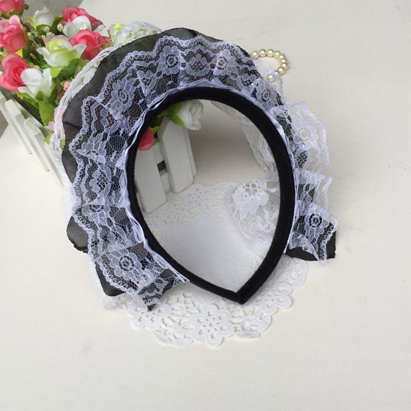 Girls Ruffles Lace Headwear Multilayer Lace Headband Mesh Lace Novelty Headpiece Maid Anime Cosplay Hair Ornaments