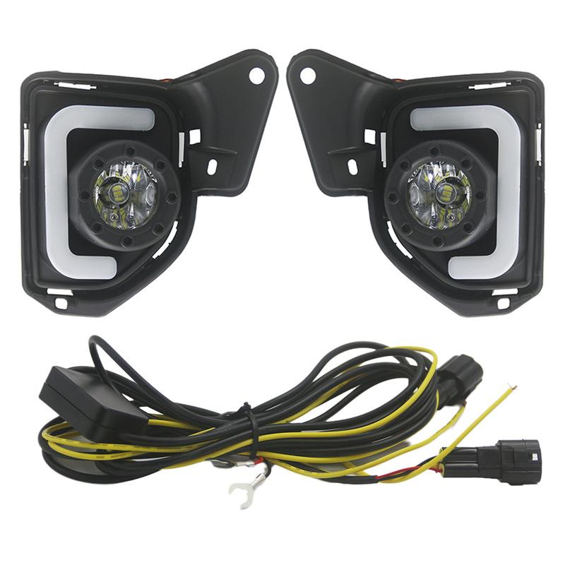 Pair Fog Lamp For Toyota Hiace 2014 2015 2016 2017 2018 With Wires Waterfall Lights LED DRL Front Bumper Anti Fog Light