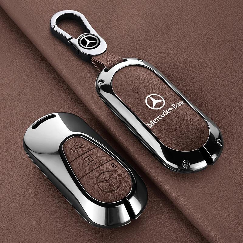 2025 Nuova Custodia Portachiavi Auto in Lega di Zinco e Pelle Portachiavi a Catena Per Mercedes Benz 2022 Classe C S W206 W223 S350 C260 C300 S400 S