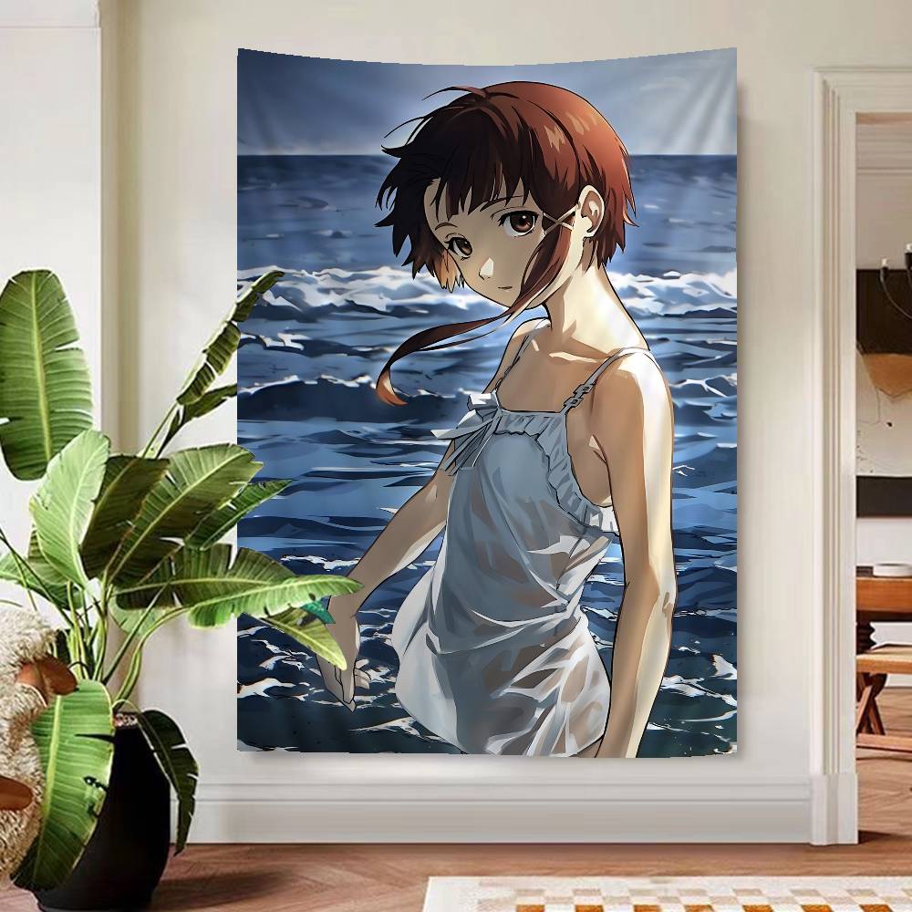 Serial Experiments Lain Cartoon Anime Tapestry Hippie Flower Wall Carpets Dorm Decor Cheap Hippie Wall Hanging