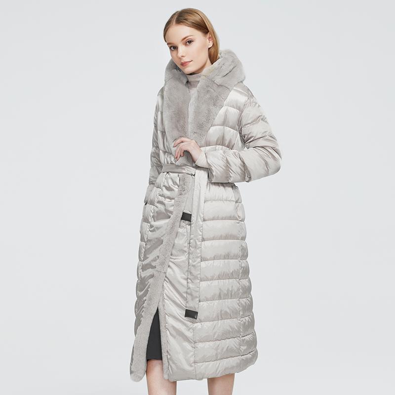 

Пальто ZIAI 2024 Новая зимняя женская длинная теплая парка Куртка с капюшоном из натурального меха кролика Большие размеры Женская одежда Дизайн ZR-7518 XXL светло-серый