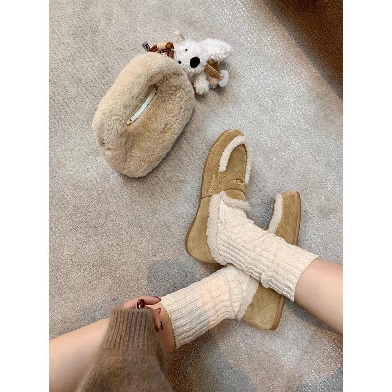 

Shoes Warm Fleece Lazy Flat Bottom Mao Mao Gold Coin Women s Single Shoes Winter 40 пісочний