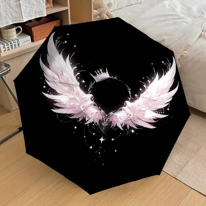 1pc Wings Crown Automatic Open/Close Umbrella Compact Folding Umbrella with 8-Rib Shaft for Women/Men, Portable Travel Umbrella,1169S