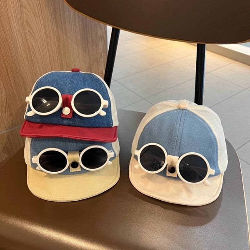 Gorra de Béisbol Patchwork para Bebé con Gafas de Sol Desmontables Sombrero de Sol de Verano para Exteriores Niños y Niñas Gorras de Pico Suaves para Niños Pequeños