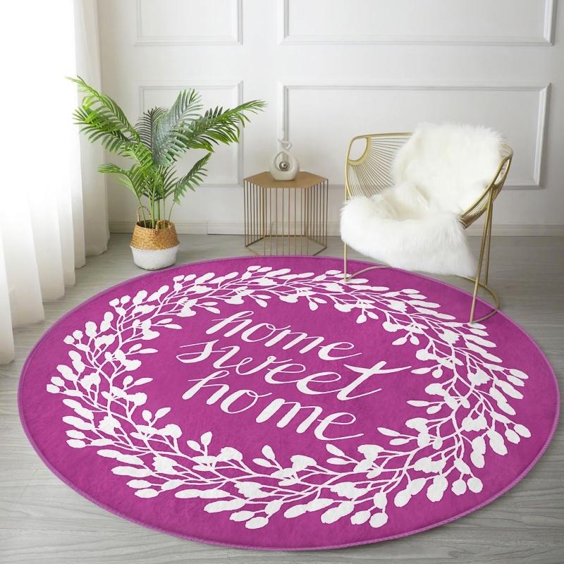 

Deymend Home Sweet Цифровая печать Розовый коридор и прихожая Круглый ковер с моющейся нескользящей основой