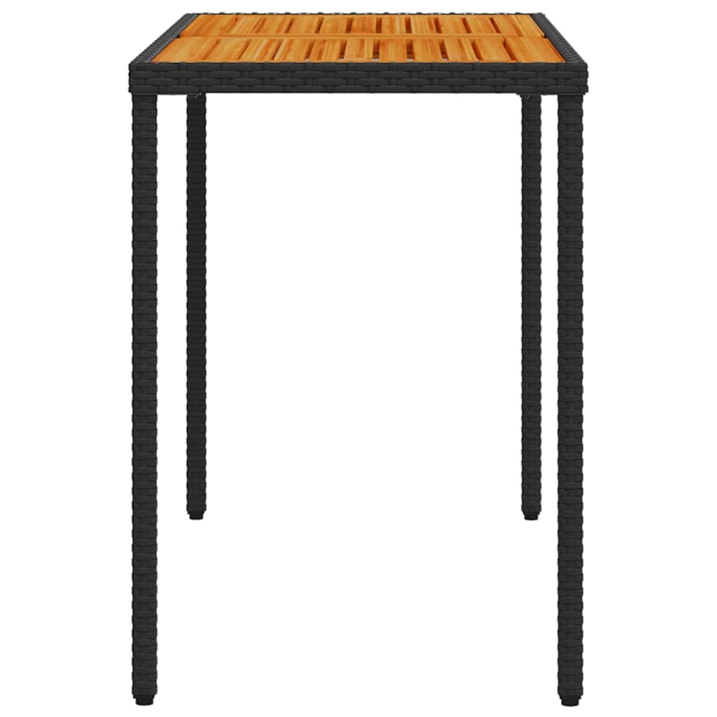 Garden Table with Acacia Wood Top 115 x 54 x 74 cm Poly Rattan