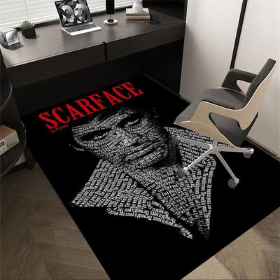 1pc Scarface Al Pacino Home Office, Durable Polyester Floor Mat with Easy, Office Decor, Urban Style, Nonslip Backing
