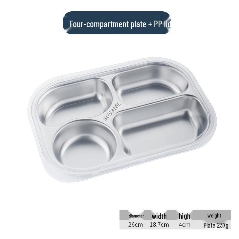 

Yi Pan 316 Stainless Steel Divided Meal Tray with PP Lid