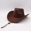 Western cowboy roll-up edge large edge cowboy hat light hat imitation leather velvet jazz hat protective riding hat