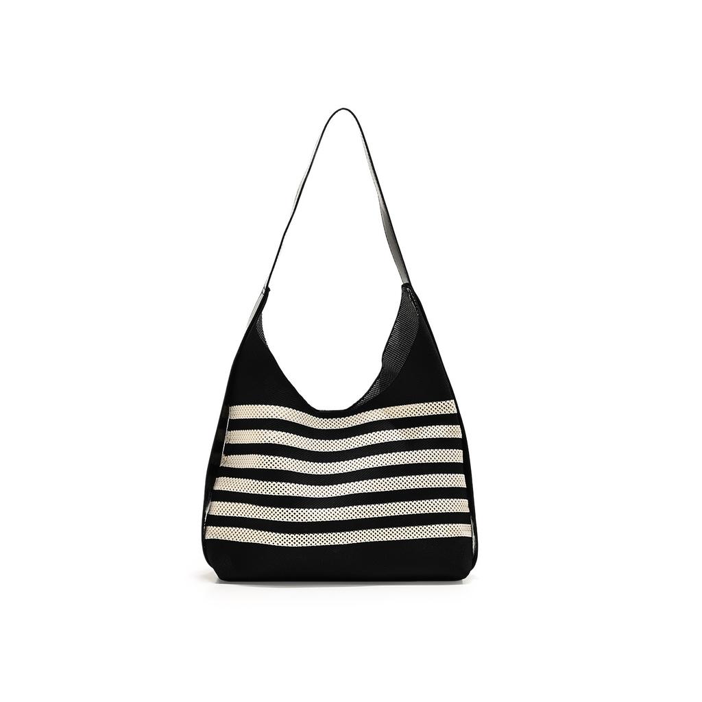 Fashion Casual Shoulder Underarm Bag Niche Premium Striped Handheld Women's Bag Large Capacity Woven Beach Bag