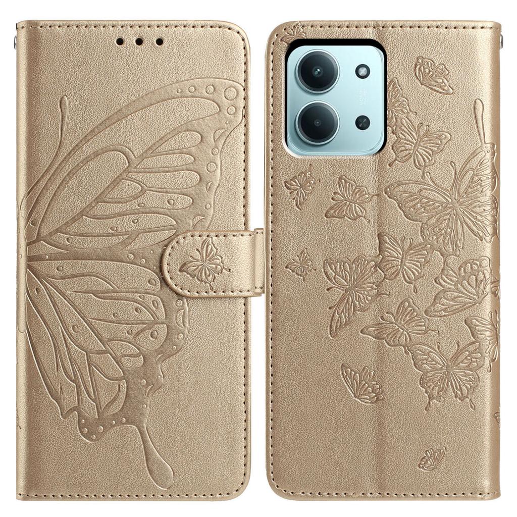 Pro Xiaomi Redmi 15C 5G (EU) (173 mm)/15C 4G (EU) (173 mm) Pouzdro Butterfly Vytištěná Peněženka Stojánek PU Kůže Vyklápěcí Kryt na Telefon s Poutkem