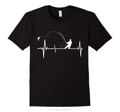 Fishinger Heartbeat T-Shirt Perfect Gift T Shirt  Fisherman Men Short Sleeve O-neck Cotton T Shirt Streetwear Tees Tops