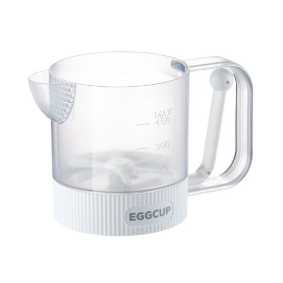 

Manual Egg Beater Kitchen Egg Whisk with Filter Spout No Spill Egg Mixer One-Hand Operation Mixing Cup for Sauces Vinaigrette