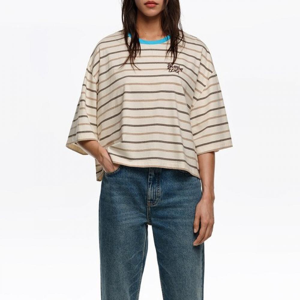

Bimba Y Lola STriped CoTTon boxY T shirT Brown b265awT013brb Brown/XXS