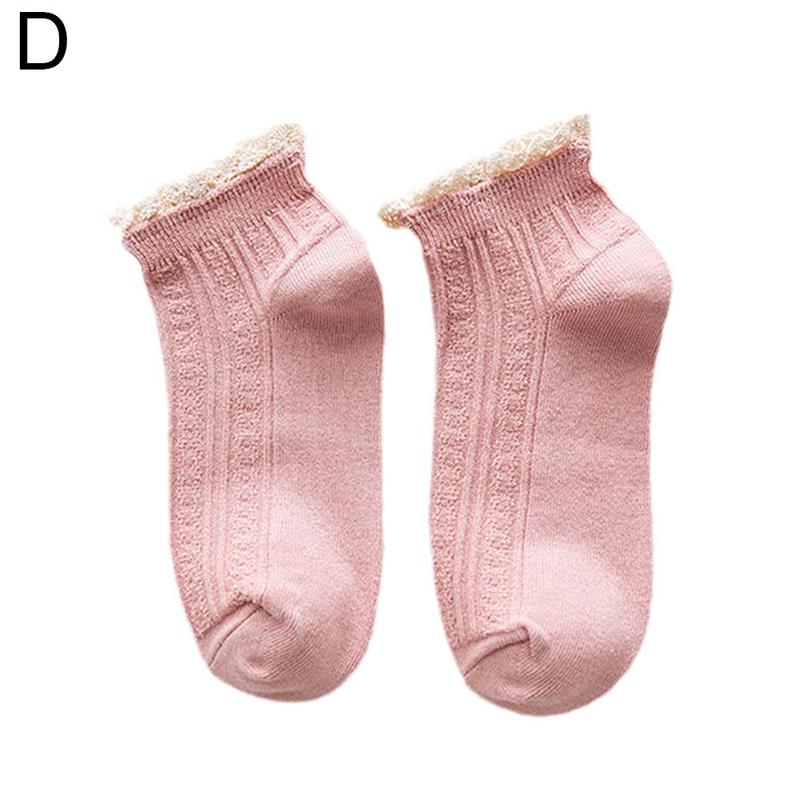 Ladies Lace Boat Socks Dark Thread Lace Double Needle Cotton Socks