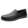 Men's Four Seasons Leather Slip-On Loafers: Easy On/Off, Soft Breathable Sole, Business Casual, Top Layer Cowhide, Flat Bottom.