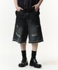 RAW LAB Oil Washed Distressed Denim Half Pants (Black)