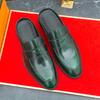 High Quality Designer Men's Red Black Green Sandals Half Sequin Shoes For Men Mules Casual Shoes Penny Loafter Loafers Slippers