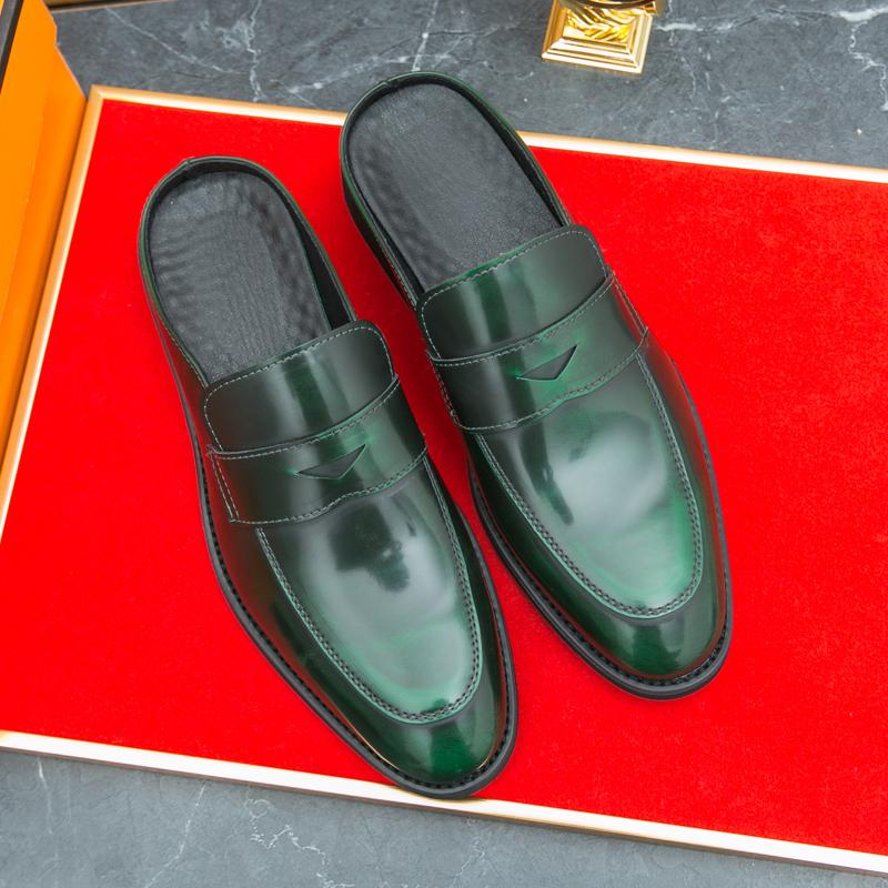 High Quality Designer Men's Red Black Green Sandals Half Sequin Shoes For Men Mules Casual Shoes Penny Loafter Loafers Slippers