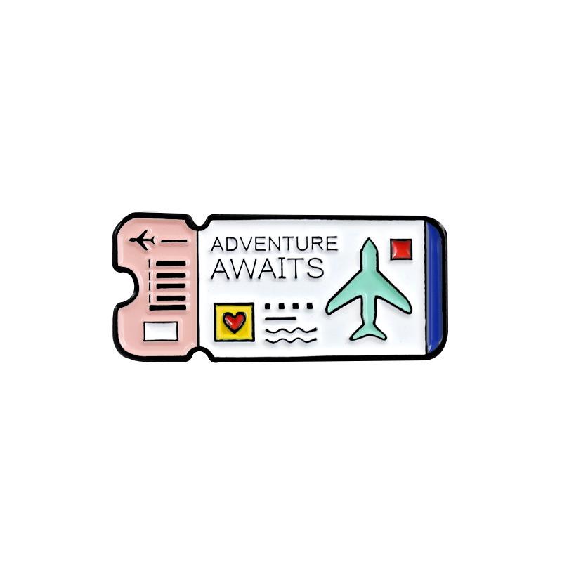Adventure Awaits: Airplane Ticket Backpack Brooch Accessory