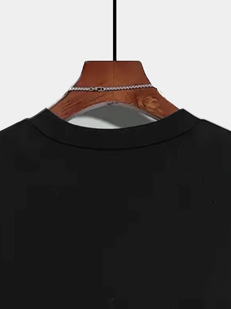 Herren T-Shirt mit Buchstabenmusterdruck, Kurzarm, Rundhalsausschnitt, lässiges, leichtes und bequemes Kurzarm-Top
