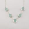 Aqua Chalcedony Gemstone Silver Necklace, 925 Sterling Silver, Statement Necklace For Wedding RN-1-20