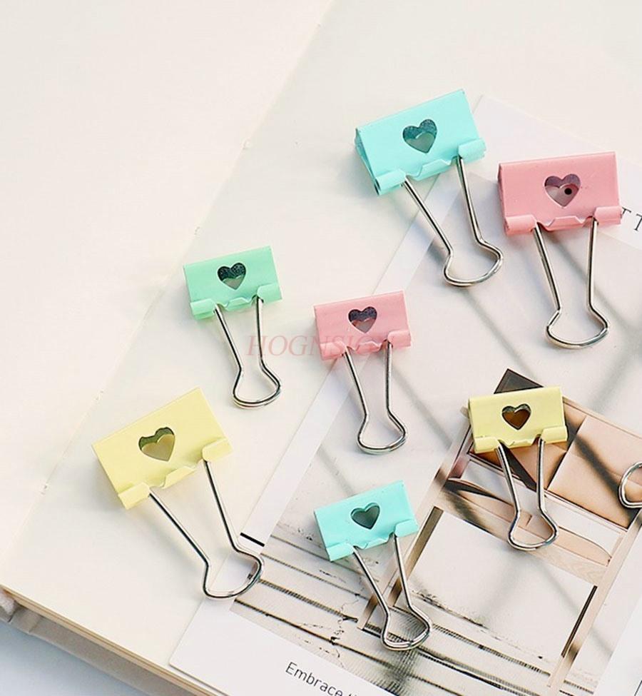 Macaron hollowed out heart-shaped long tail clip,bill book clip, colorful small clip, cute folder, tailcoat clip,