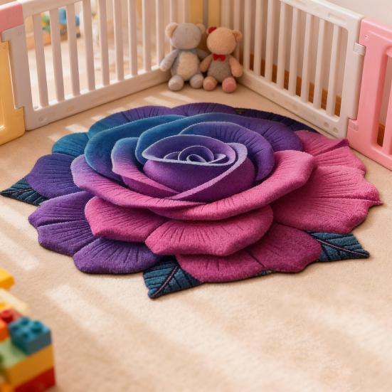 3D Visual Flower Rug Absorbent Floral Floor Mat with Anti-Slip Bottom Decorative Living Room Area Rug for Bedroom Bathroom Entryway