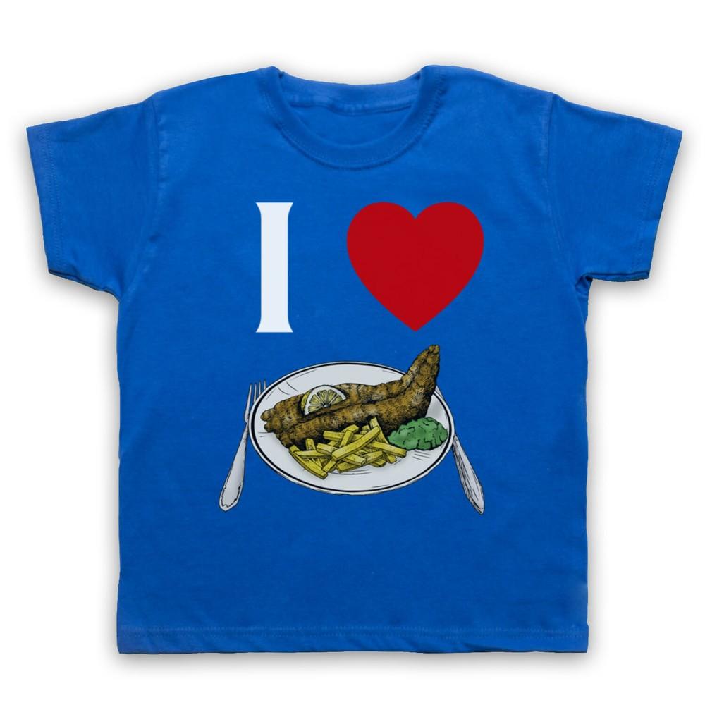 

I Love Fish And Chips Iconic British Dinner Chippy Tea Kids Childs T-Shirt 2XL