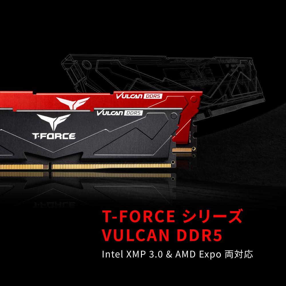 TEAMGROUP Vulcan DDR5 64GB 6000MHz CL38 Intel XMP AMD Expo Compatible Desktop Memory FLBD564G6000HC38JDC01 T-Force (2x32GB) (PC5-48000) 3.0 & Module,