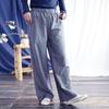 Johnature Vintage Striped Straight Pants For Women Elastic Waist Trousers Autumn Loose Casual Soft Pants