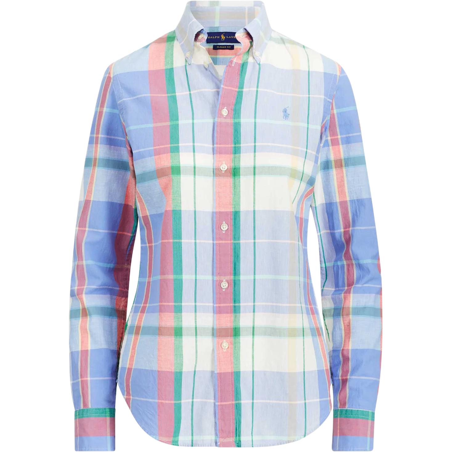 

Polo Ralph Lauren Клетчатая рубашка с вышивкой логотипа пони, однобортная, с длинным рукавом, женская, многоцветная 211744733-001 L