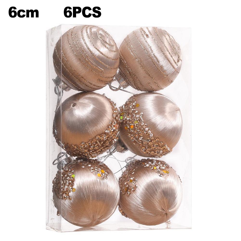 6PCS 6/8CM Silk Sequin Christmas Ball Christmas Ball Decoration Xmas Tree Pendent Ornaments For Wreaths Garlands Ball Paintings