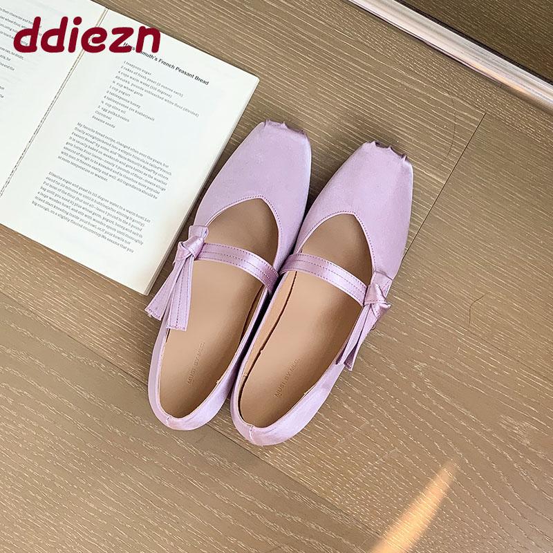 Fashion Fashion Silk Women Mary Janes Flats Shoes Soft Female Shallow Footwear Butterfly-Knot Ladies Flats Slip On Shoes new