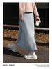 Gray A-line High Waist Women's Skirt - Spring/Autumn 2025 Tencel Hip-Hugging Mid-length with Split