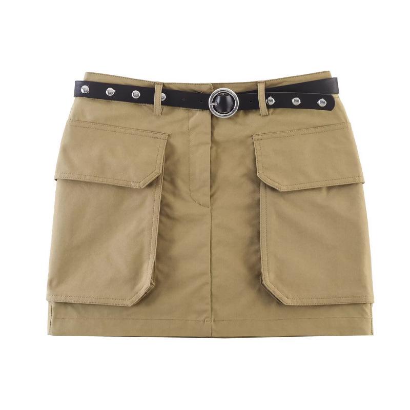 2026 Spring European & American Style Fashion Workwear Mini Skirt with Belt Small картинки