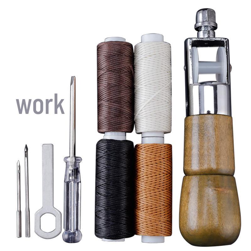 Leather Hand Sewing Awl Tool Set with Needle and Thimble - Model A