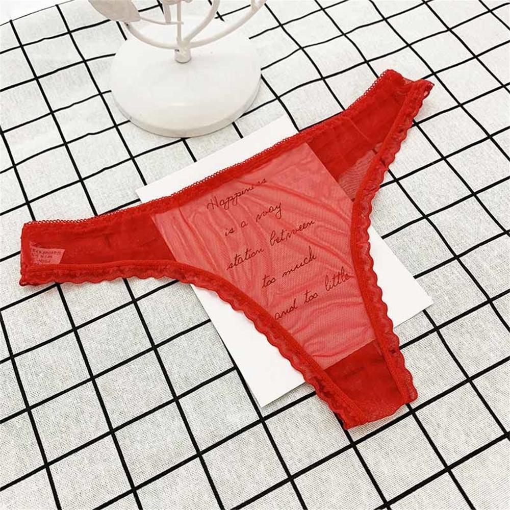 1PCS Transparent Ultra Thin Sexy Thong Women Lace G String Panty Low Waist Ruffles Underwear