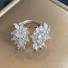 1PC French Retro Flowering Zircon Ring Women's Niche Light Luxury High-end Index Finger Ring Temperament Versatile Adjustable Ring