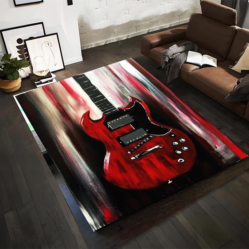 

Red Electric Guitar Art Carpet with Abstract Modern Design Style Suitable for use as an anti-slip for living room bedroom sofas 40x60cm( 15x23in )