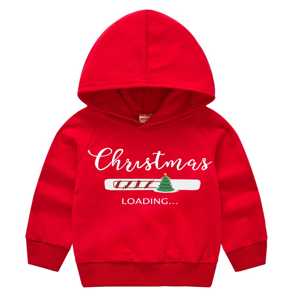 Christmas New Year Cartoon Spring and Fall Children's Printed Hooded Sweater Boys and Girls Casual Tops with Hoodie