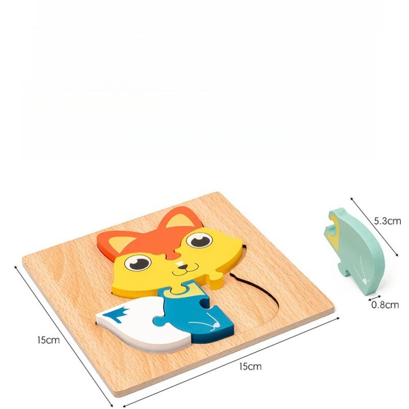 1PC Toddler Puzzles Set , Wooden Puzzles for Kids  Educational Animal Shape Color Matching Game & Color Toys Early Learning Preschool Educational Gift