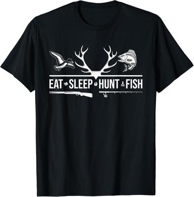 Essen Schlafen Jagen Angeln Lustiges Jagd Angeln Grafik Geschenk Unisex T-Shirt